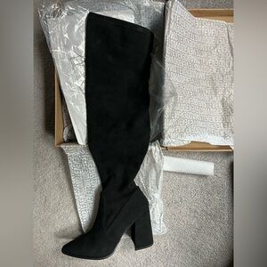Steve Madden Black Suede Over-the-Knee Boots